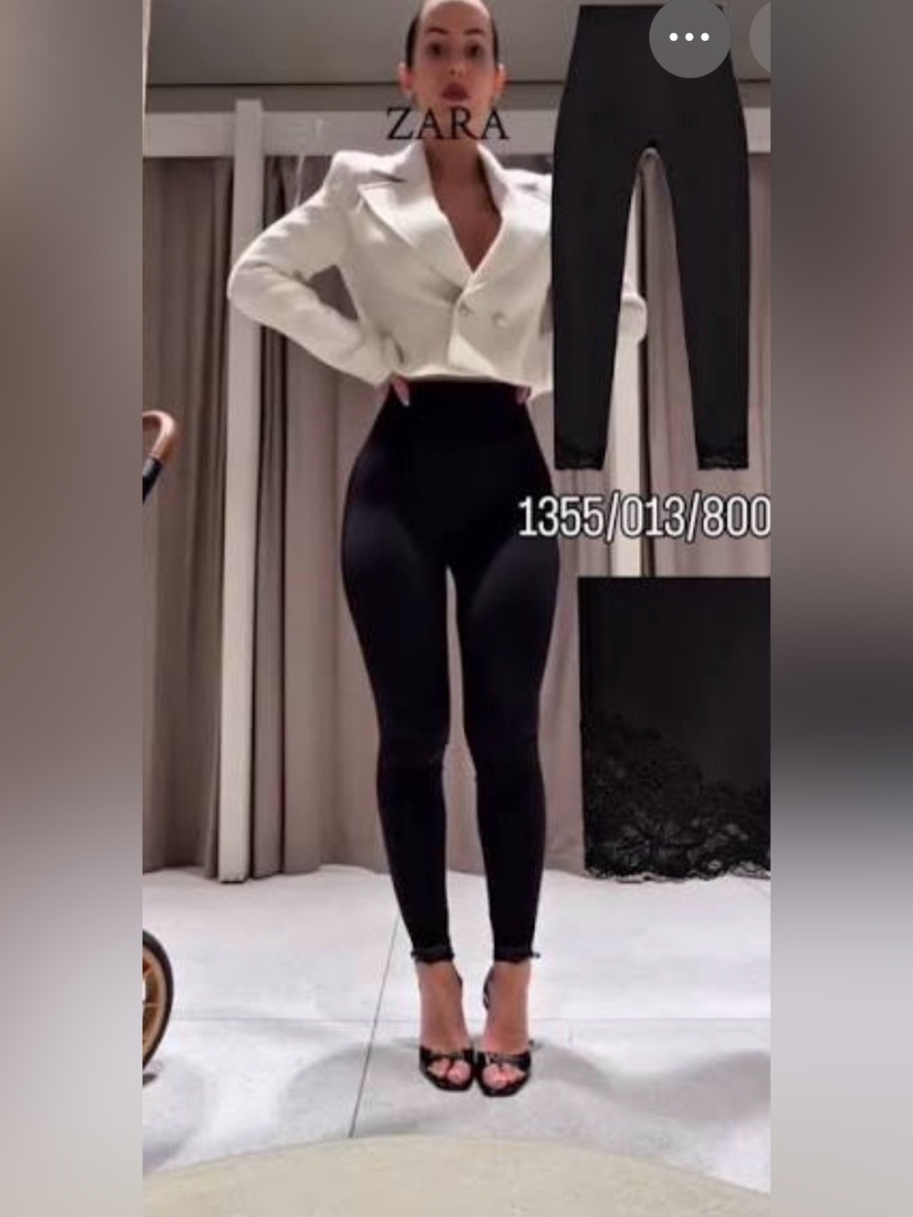 🔥🔥ZARA Black High-Waist Lace-Trim Leggings